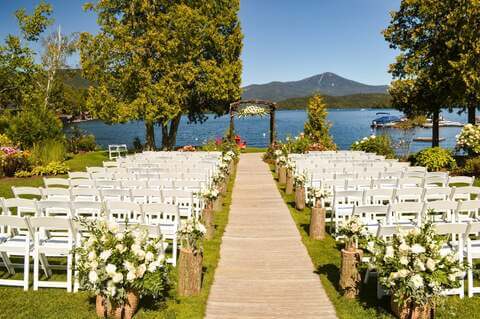 Outdoor ceremony venue overlooking the sea