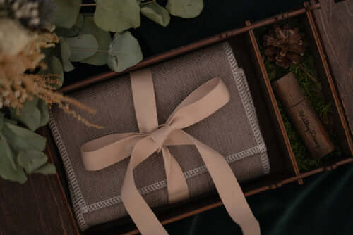 Wedding gift wrapped in a ribbon