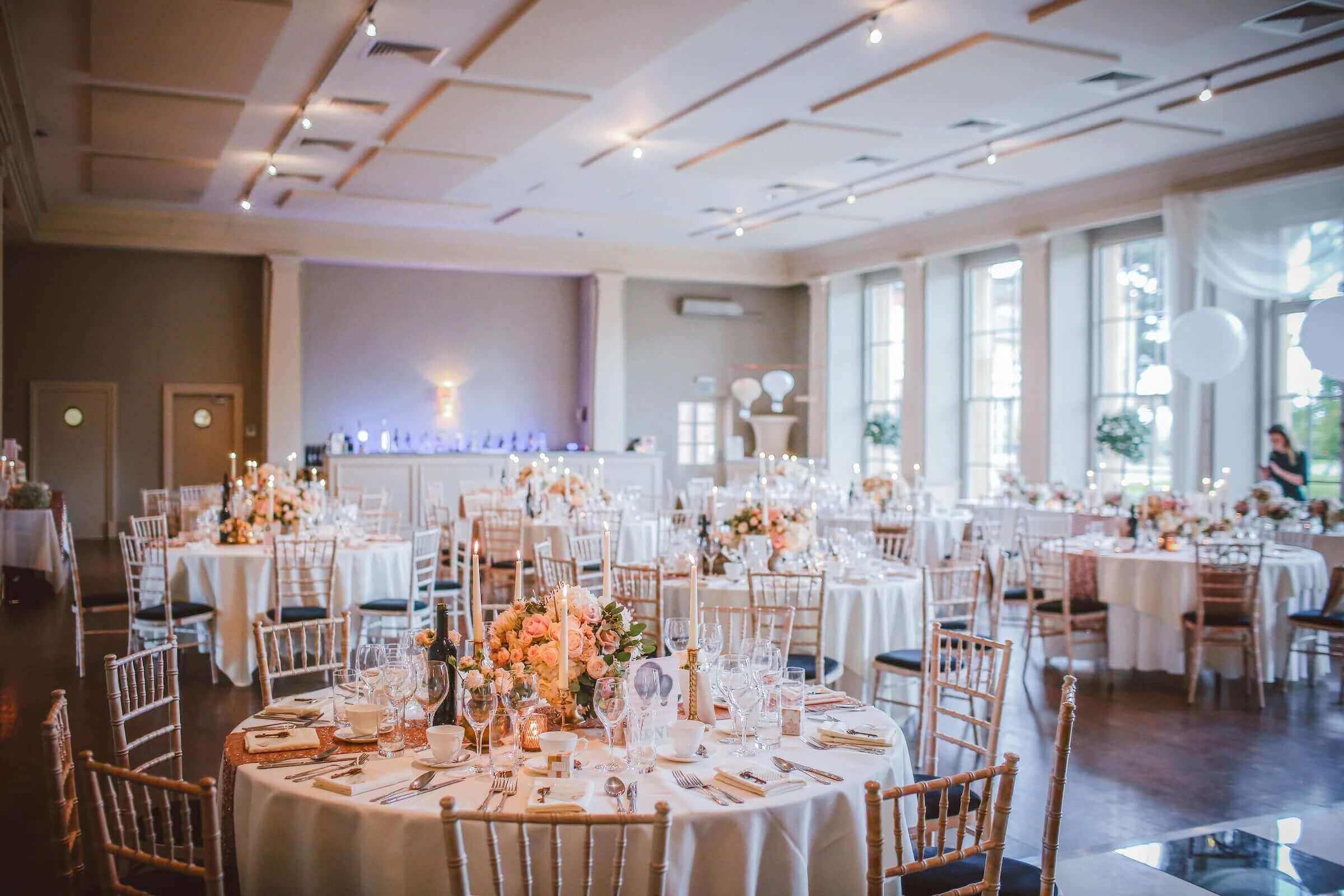 Table setup in a wedding reception