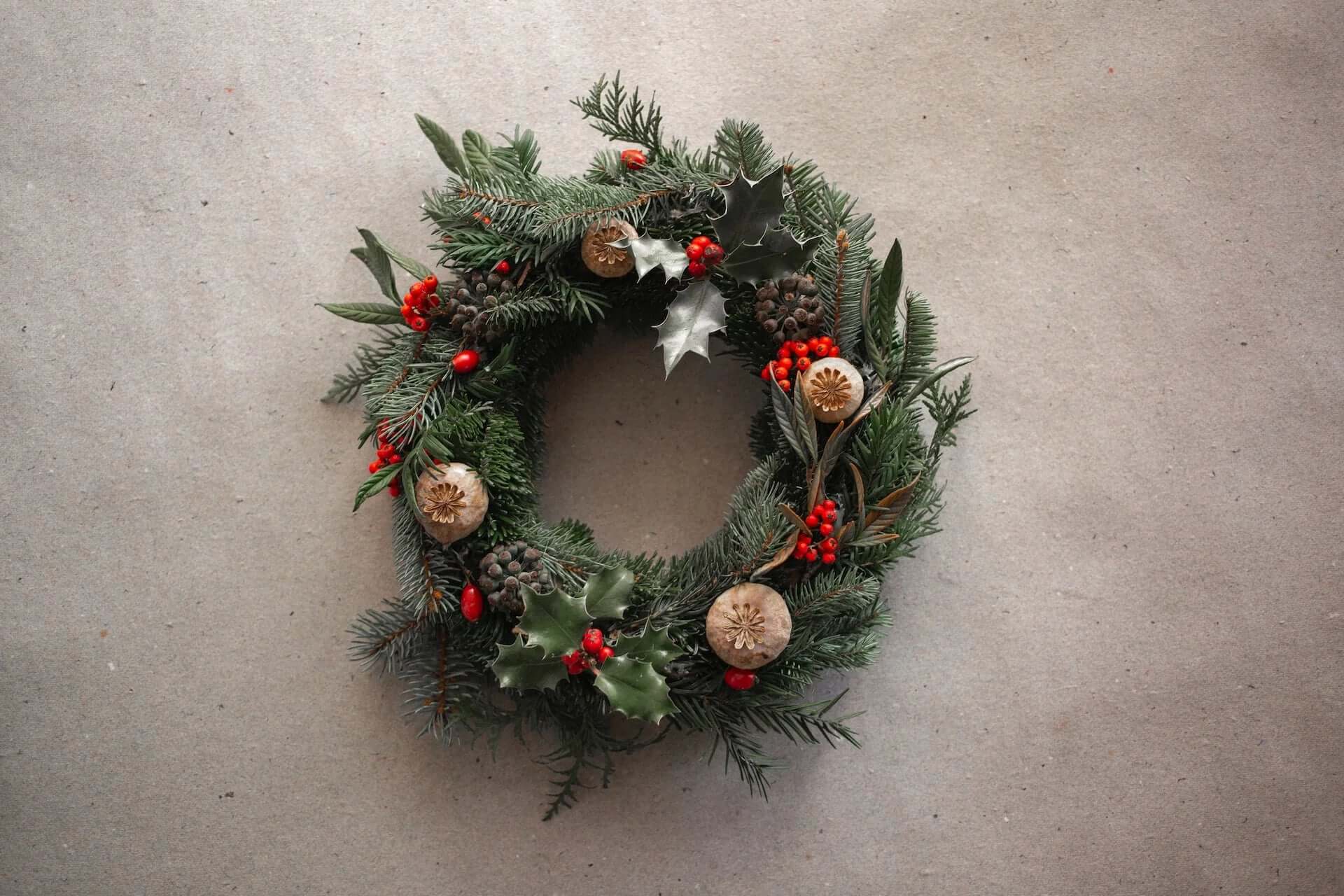 Christmas wreath with decors