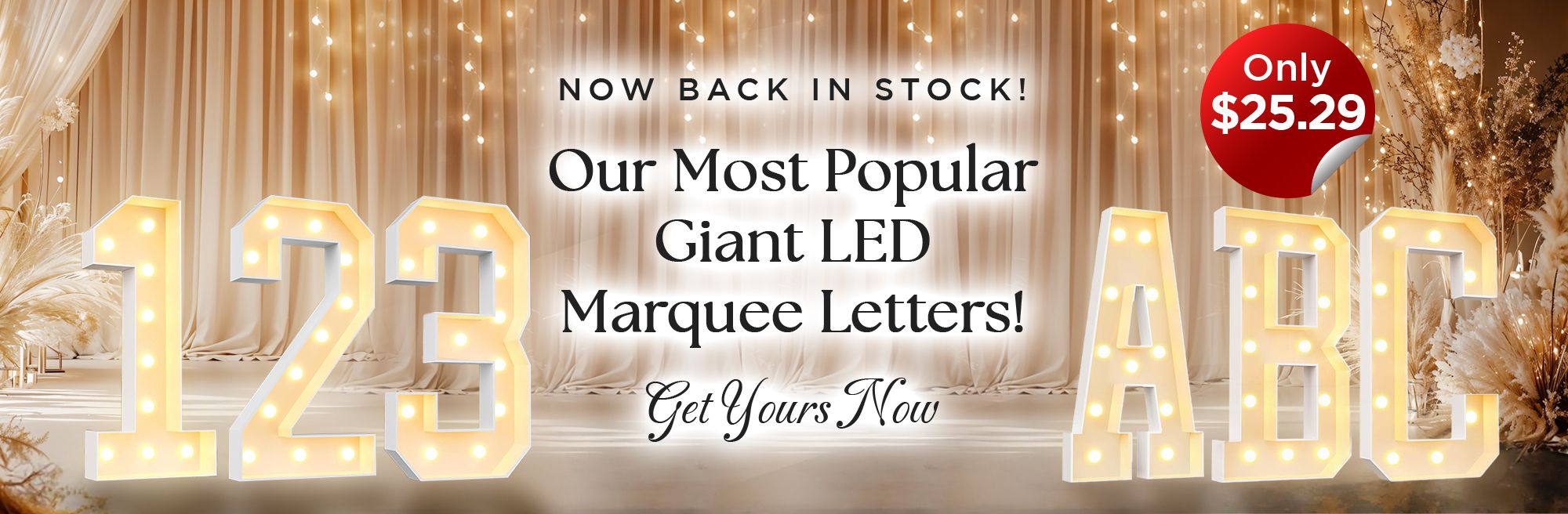 Back In Stock Giant LED Marquee Letters
