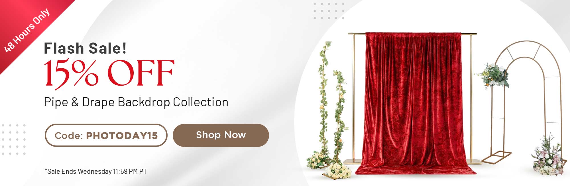 15% Off Pipe & Drape Backdrop Collection - 48 Hours Only