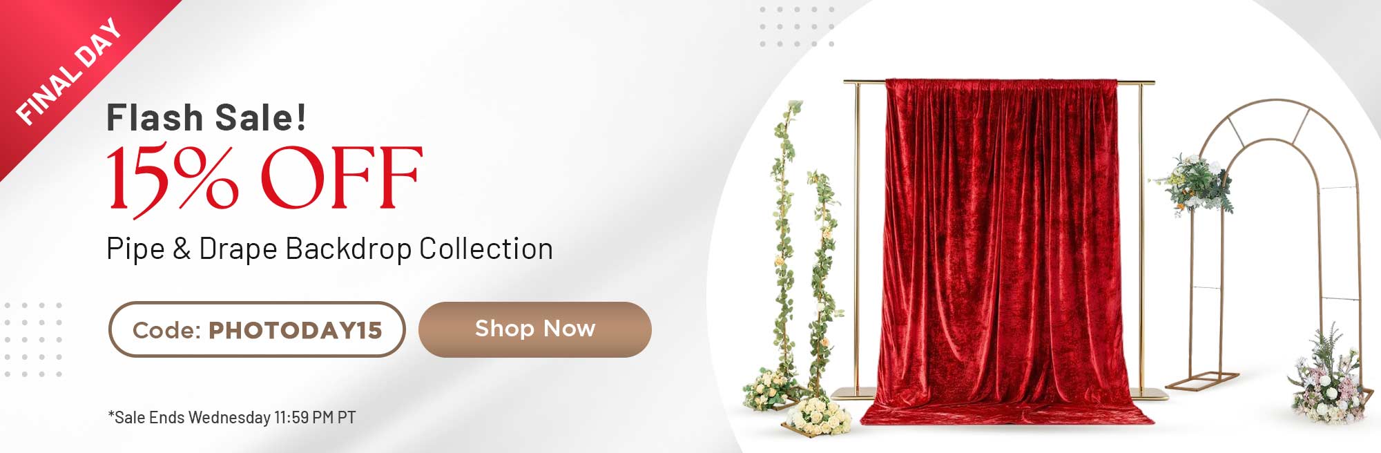 15% Off Pipe & Drape Backdrop Collection - Final Day!